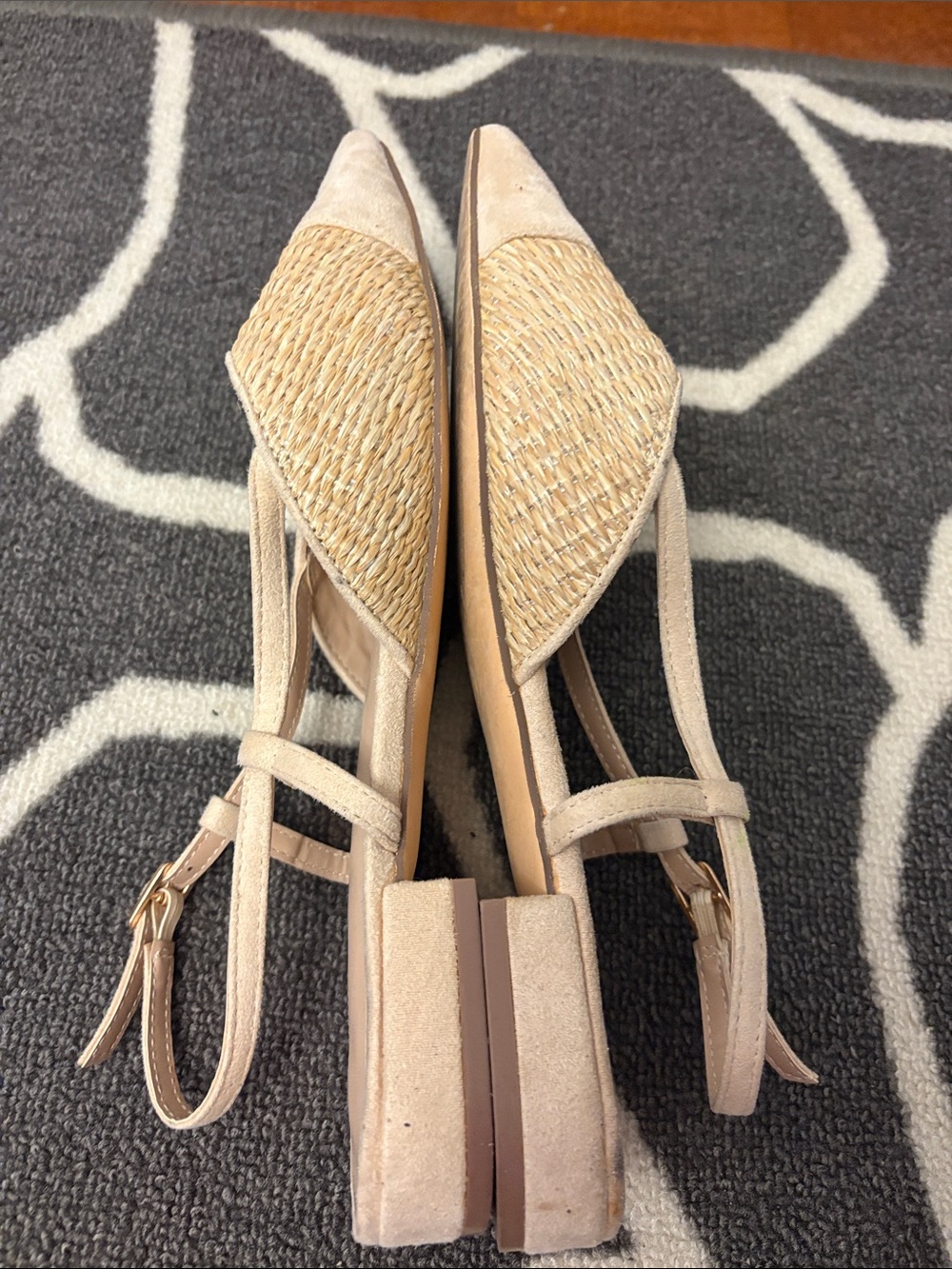 Beige Woven Pointed-Toe Slingback Flats Women - Picture 9 of 10